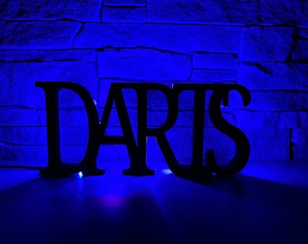 Darts Schriftzug mit LED Beleuchtung / 3D Druck / Dart Deko