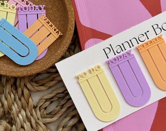 Pestañas coloridas para agenda / Marcadores de páginas semanales y mensuales / Clips marcapáginas estéticos y bonitos / Regalo de papelería para estudiantes / Accesorios para organizadores