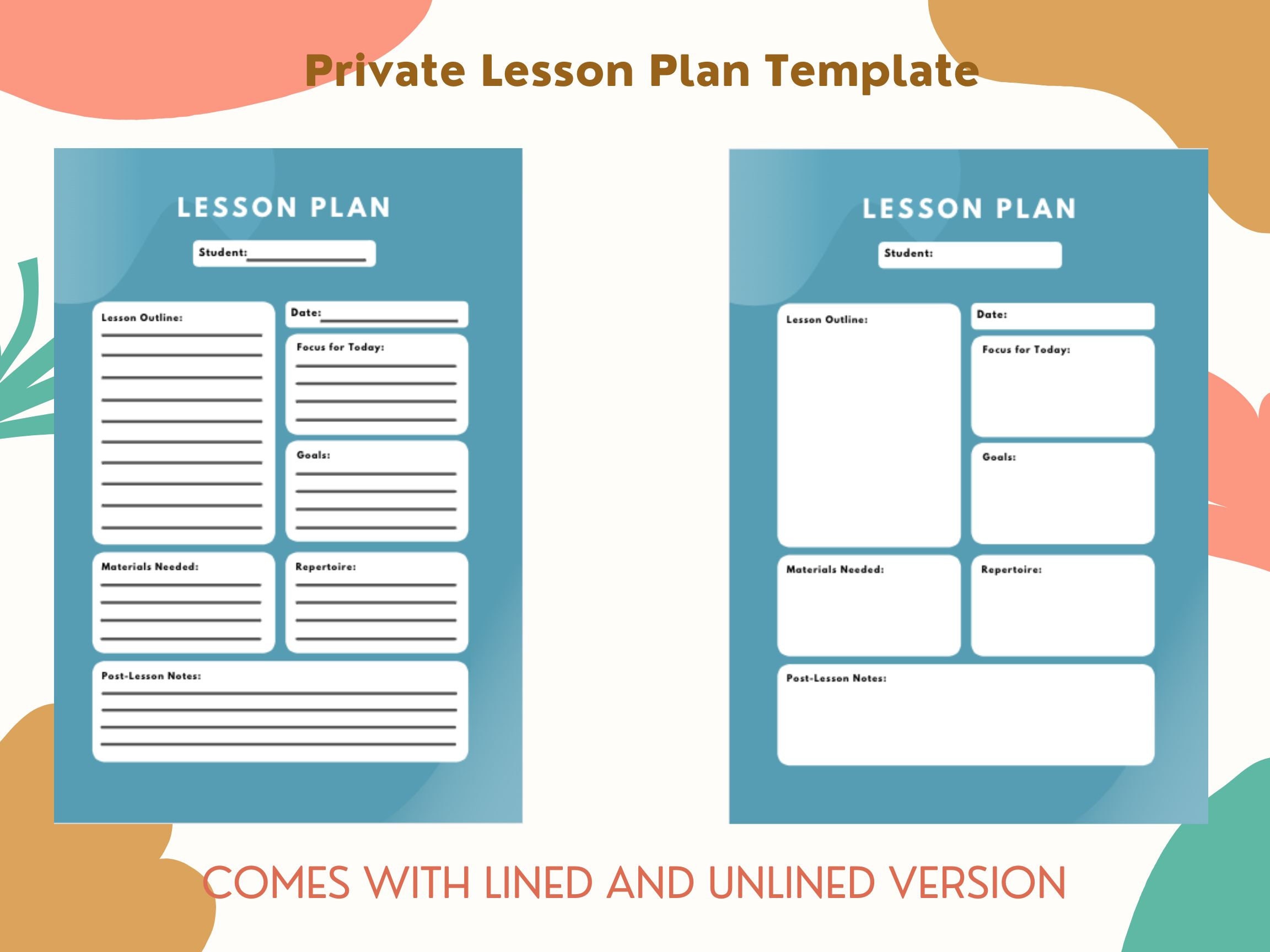 Private Music Lesson Planner