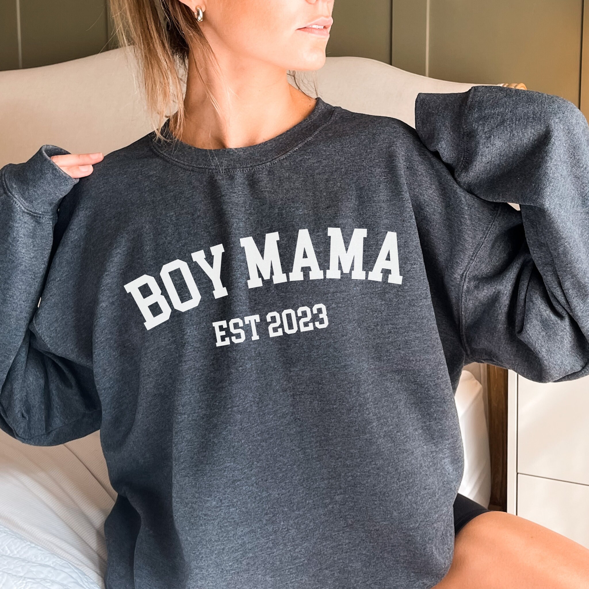 Boy Mama Est 2023 Sweatshirt Custom Date Sweatshirt Mothers Day Gift