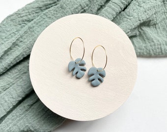 Textured Monstera Hoops