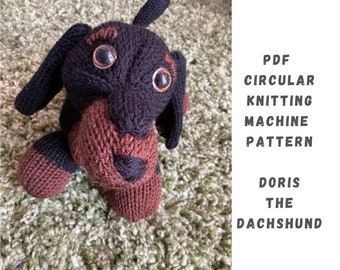 Doris the Dachshund Circular Knitting Machine Pattern - Circular Knitting Machine PDF Pattern - Addi Express, Sentro, Addi King, Knitting