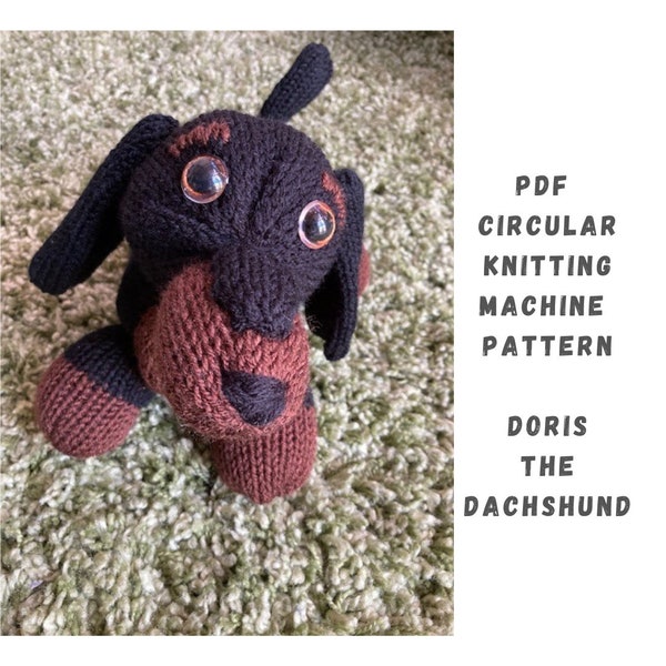 Doris the Dachshund Circular Knitting Machine Pattern - Circular Knitting Machine PDF Pattern - Addi Express, Sentro, Addi King, Knitting