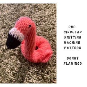 Patrón para máquina de tejer Donut Flamingo - Patrón PDF para máquina de tejer circular - Addi, Sentro, patrón para máquina de tejer Addi