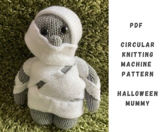 Halloween Mummy Knitting Machine Pattern: Addi Express, Sentro (PDF Pattern)