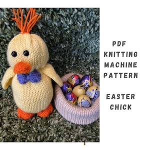 Easter Chick Knitting Machine Pattern - Circular Knitting Machine PDF Pattern - Addi Express, Sentro, Addi King, Easter knitting pattern