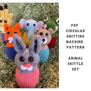 Animal Skittle Set Circular Knitting Machine Pattern - Circular Knitting Machine PDF Pattern - Addi Express, Sentro, Addi King, Knitting