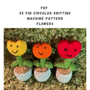 Flower Circular Knitting Machine Pattern - 22 pin Circular Knitting Machine PDF Pattern - Addi Express, Flower Pattern, knitting patterns