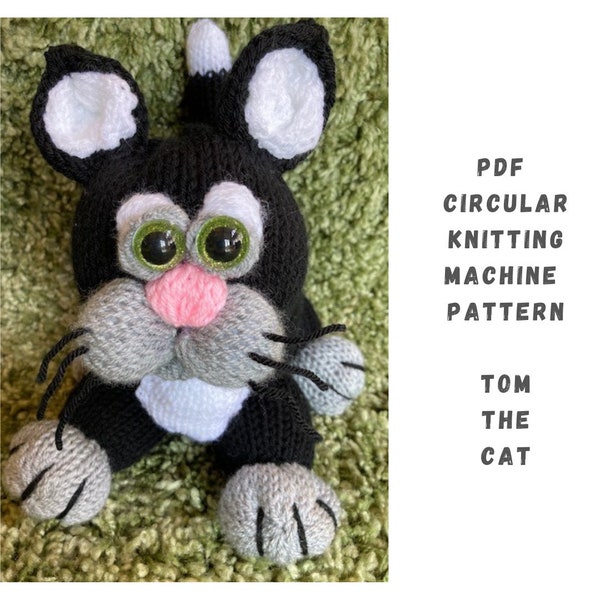 Tom the Cat Circular Knitting Machine Pattern - Circular Knitting Machine PDF Pattern - Addi Express, Sentro, Addi King, Knitting Pattern