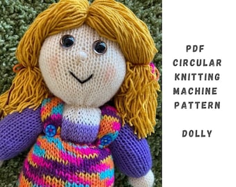 Dolly Circular Knitting Machine Pattern - Circular Knitting Machine PDF Pattern - Addi Express, Sentro, Addi King, Doll Knitting Pattern