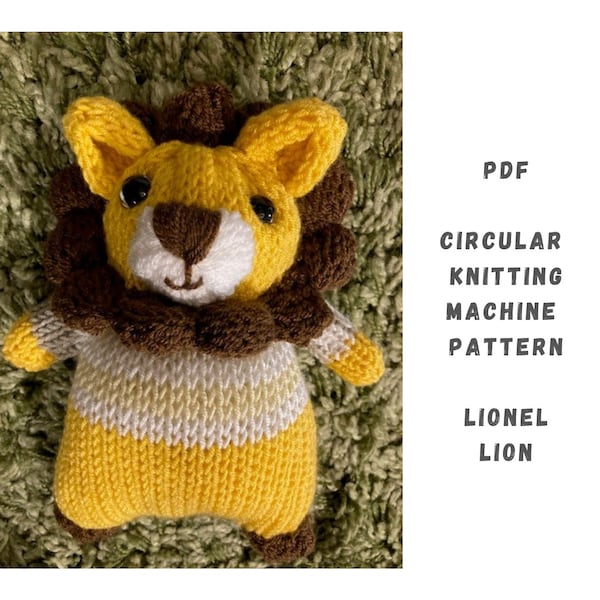 Patroon Lionel Lion breimachine: pdf voor beginners (Addi Express, Sentro, Addi King)