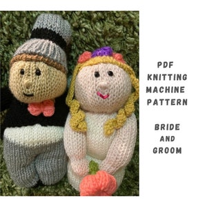 Bride and Groom Addi Sentro Knitting Machine Pattern - Circular Knitting Machine PDF Pattern - Addi Express, Sentro, Addi King, stuffies