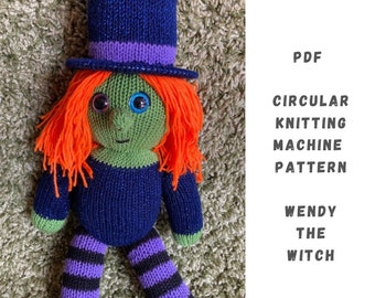 Halloween Wendy Witch Knitting Machine Pattern (PDF Download)