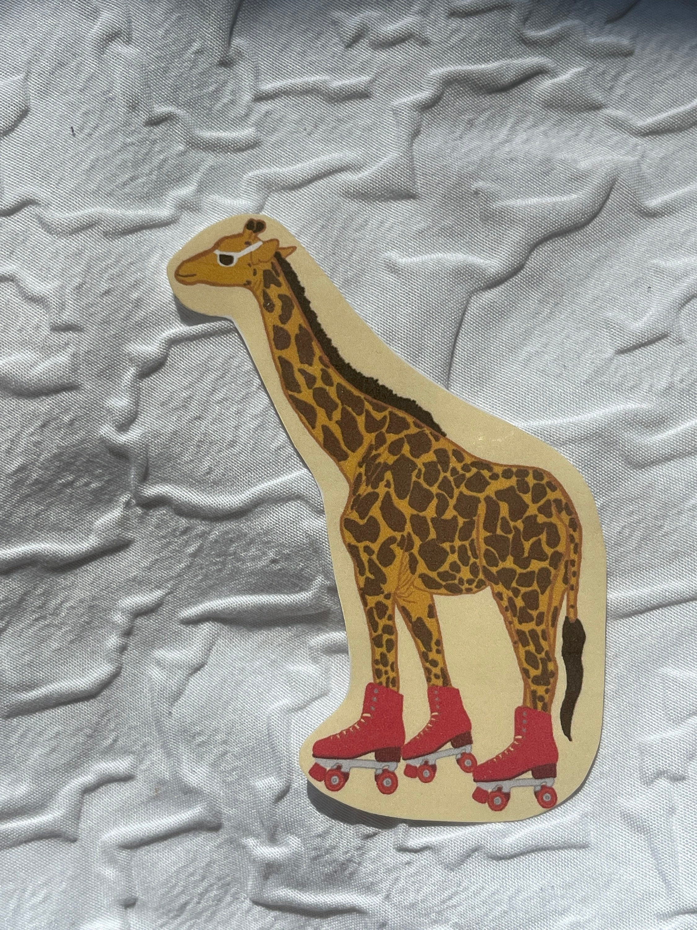 Giraffe Wearing Roller Skates Sticker - Etsy