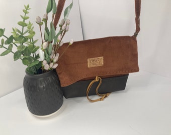 Cord und Leder Crossbody Geldbörse