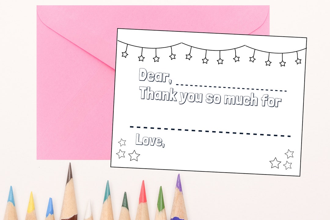 Kids Birthday Thank You Card Printable Birthday Thank You Card ...
