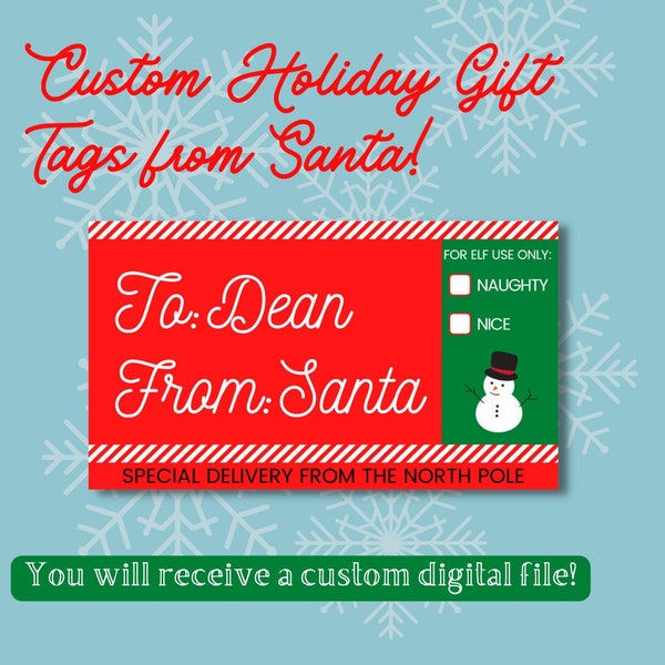 Custom Holiday Christmas Gift Tags from Santa