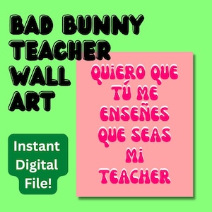 Cartaz de arte de parede com letra de música em espanhol da professora Bad Bunny para impressão Maestra