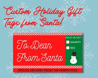 Custom Holiday Christmas Gift Tags from Santa