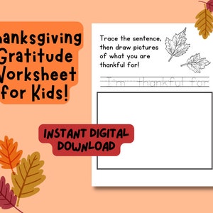 Thanksgiving Gratitude Handwriting Worksheet for Kids