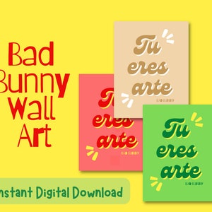 Arte de parede Bad Bunny, Professor, Arte, Arquivo instantâneo digital Bad Bunny espanhol 8 x 10 Maestra