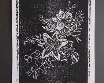 Flowers | Handmade Linocut Print