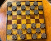 Vintage Checker Board, Vintage Draughts, Antique Checkerboard, Vintage Wooden Chess