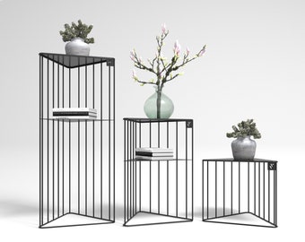 Set Pflanzenständer aus Stahl - Blumenständer, Plant Support, Industrial style, Book Shelf