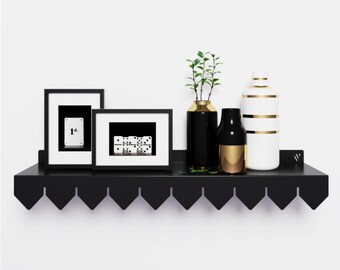 Moderne stalen wandplank: plantendisplay in loftstijl, zwart of wit