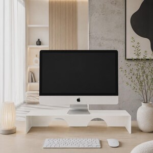 Monitorständer aus Metall: Ergonomischer Schreibtischorganizer, Industrie-Design