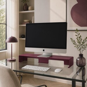 Minimalistischer Monitorständer aus Metall: Industrieller Schreibtischaufsatz, Home-Office-Organizer