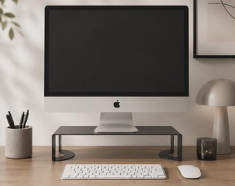 Supporto per monitor in metallo in stile industriale: rialzo ergonomico per scrivania, organizer salvaspazio
