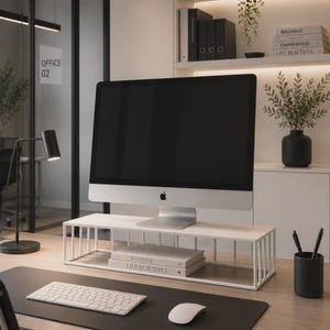 Ergonomische stalen monitorstandaard: minimalistische bureauverhoger voor pc of laptop