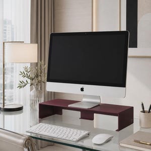 Minimalistischer Monitorständer aus Metall: Industrieller Schreibtischaufsatz, Home-Office-Organizer