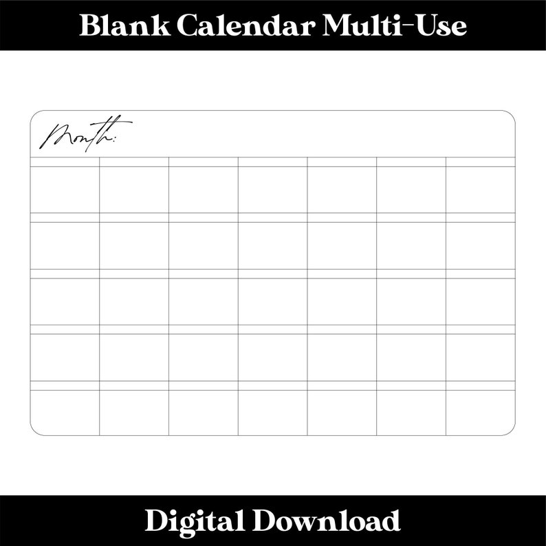 Blank Calendar DIY Calendar Digital Download A2 Poster Size Etsy