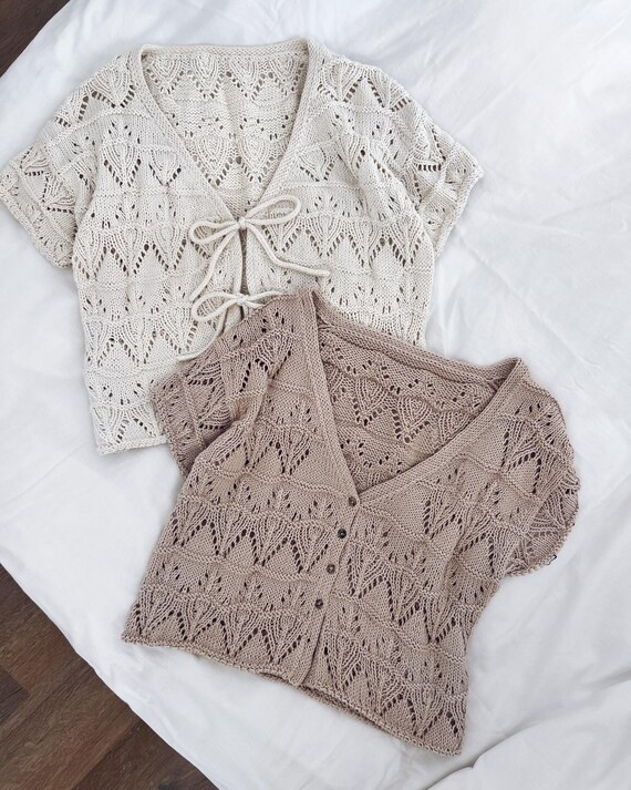 Valeska Top (Lace Tie Front, Top Down Knitting Pattern)