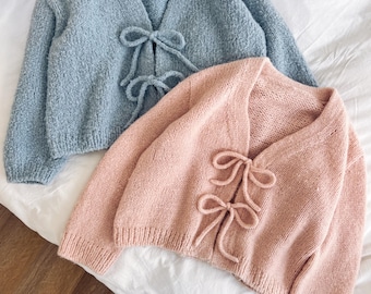 Mimi Cardigan (Adult Knitting Pattern for Top Down Tie Front Cardigan)