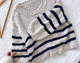 Summer Waves Top Down Sweater or T Shirt Knitting Pattern