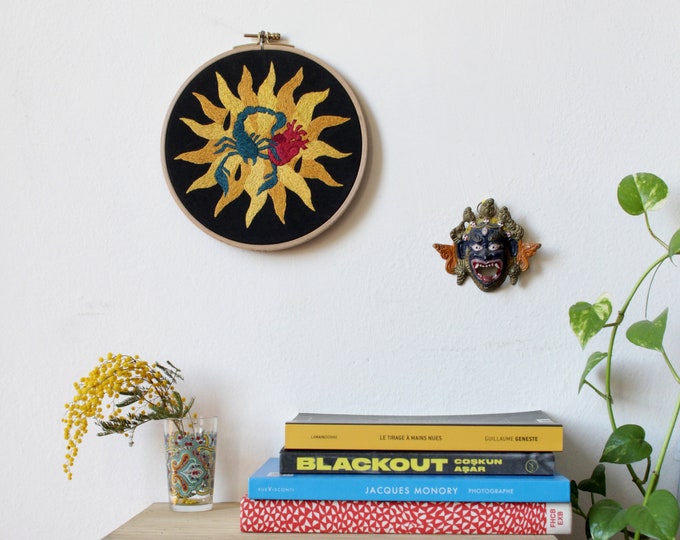 sun in scoprion - handmade embroidery