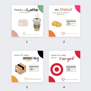 Porta carte regalo Amazon STAMPABILE, shopping, ciambelle, caffè, ringraziamento, regalo per insegnanti, apprezzamento per insegnanti, compleanno di insegnanti,