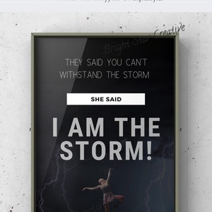 Poster motivazionali per donne, Io sono la tempesta, poster Io sono la tempesta, stampa digitale di girl power da parete, poster con citazioni motivazionali
