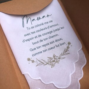mouchoir "souvenir" ou "condoléance"
