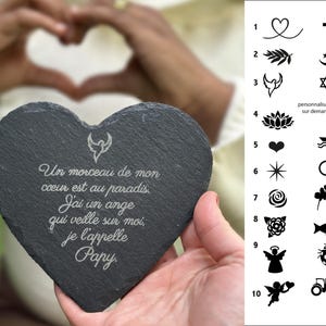 engraved funeral slate heart 10cm