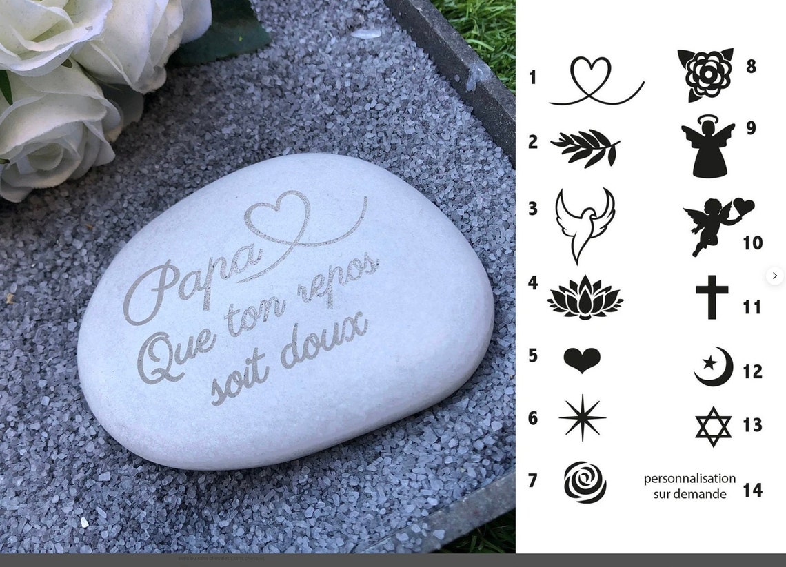 Galet funéraire jardin du souvenir - Etsy France