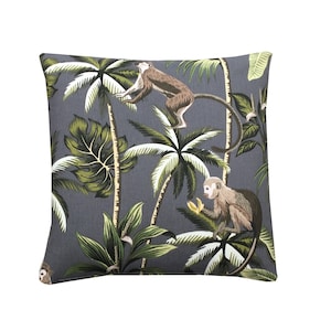 Tropical/jungle saimiril squirrel monkey palm Leaf botanical Green natural cushion cover/sham Pillow case 16