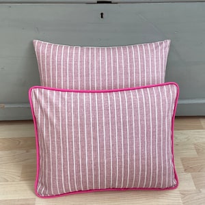 Inlett Streifen rosa ivory paspeliert Option Wohnaccessoires Zierkissenbezug / Dekokissenbezug / Kissenbezug
