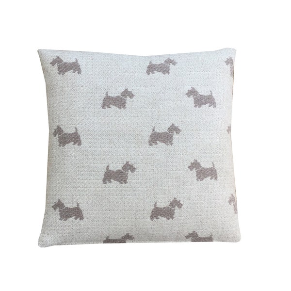 Scotty terrrier dog Beige linen cushion cover/sham Pillow case 16"