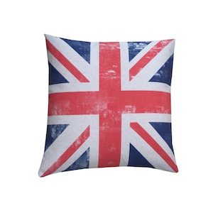 Vintage style British Union Jack patriotic flag red, white and blue home accessories linen throw cushion cover/sham pillowcase