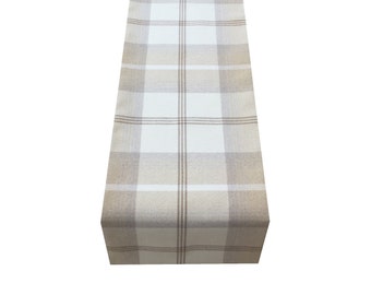 Balmoral Natural Beige Tartan Plaid fully lined table / bed runner