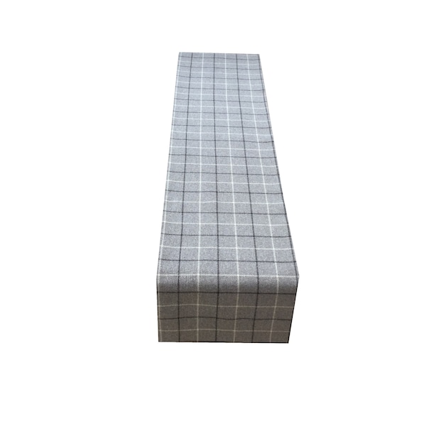 Isles collection Lewis Dove Grey Tartan Plaid fully lined table / bed runner